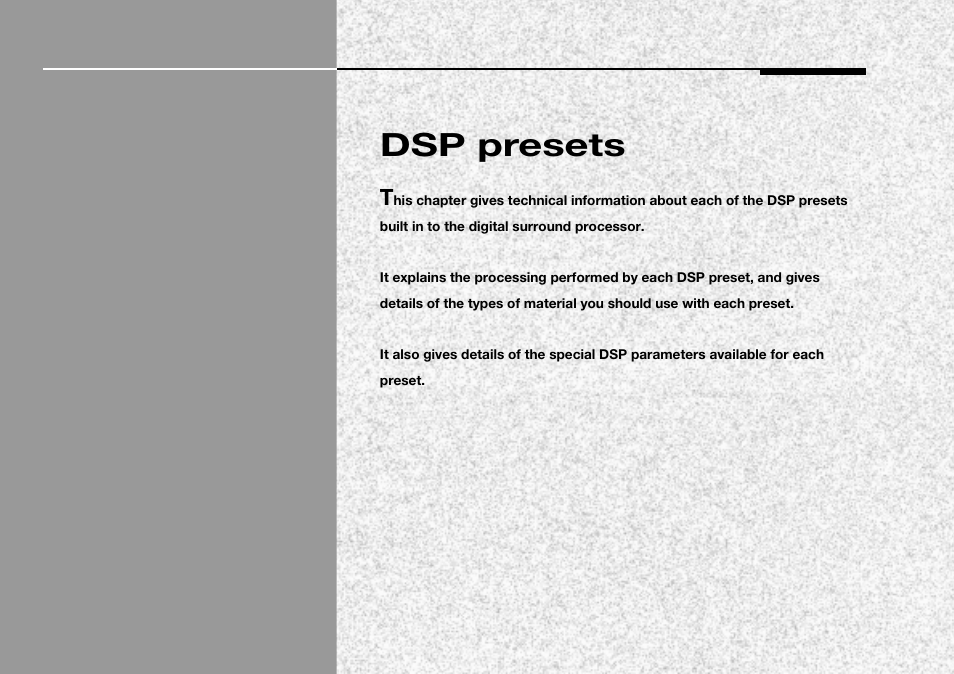 Dsp presets | Meridian Audio 565 User Manual | Page 37 / 58
