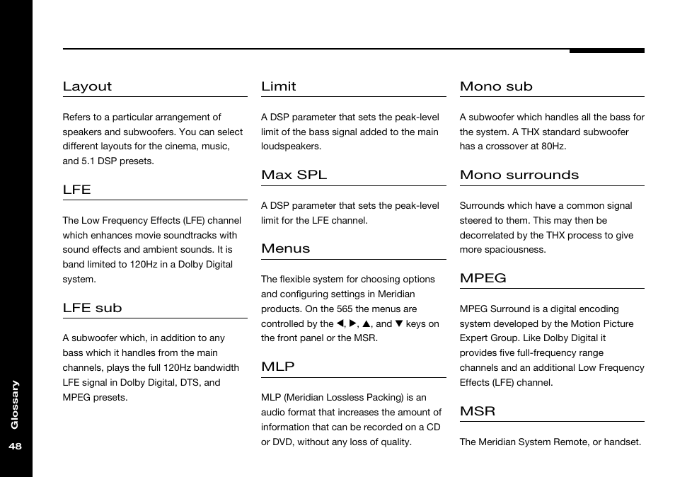 Meridian Audio 565 User Manual | Page 52 / 58