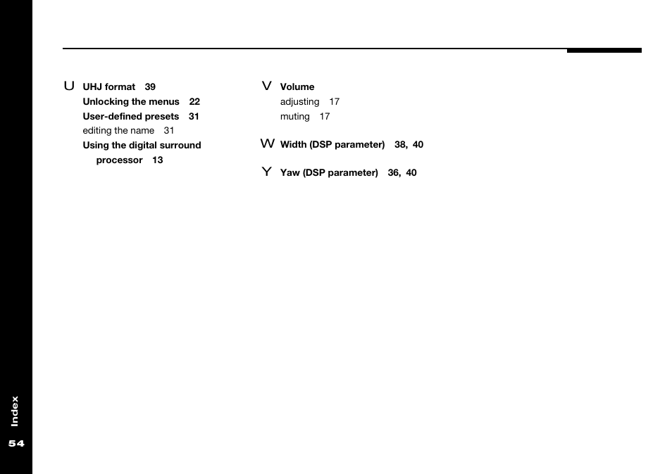 Volume | Meridian Audio 565 User Manual | Page 58 / 58