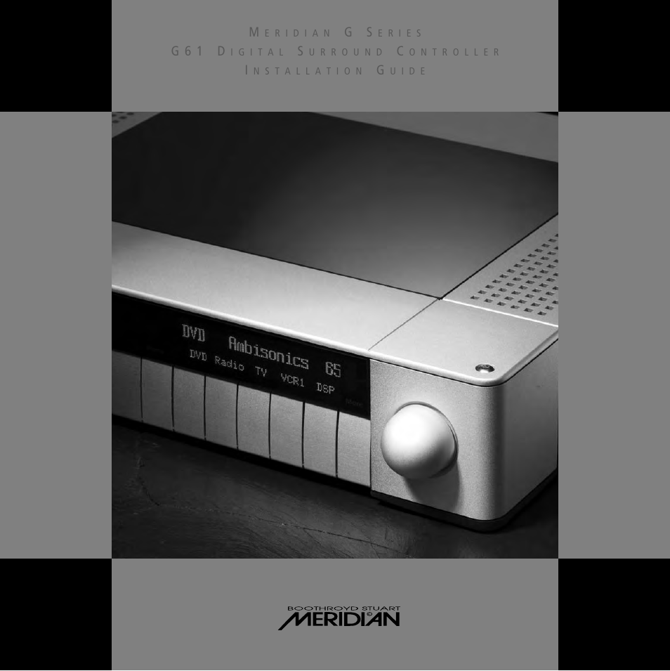 Meridian Audio Digital Surround Controller G61 User Manual | 59 pages
