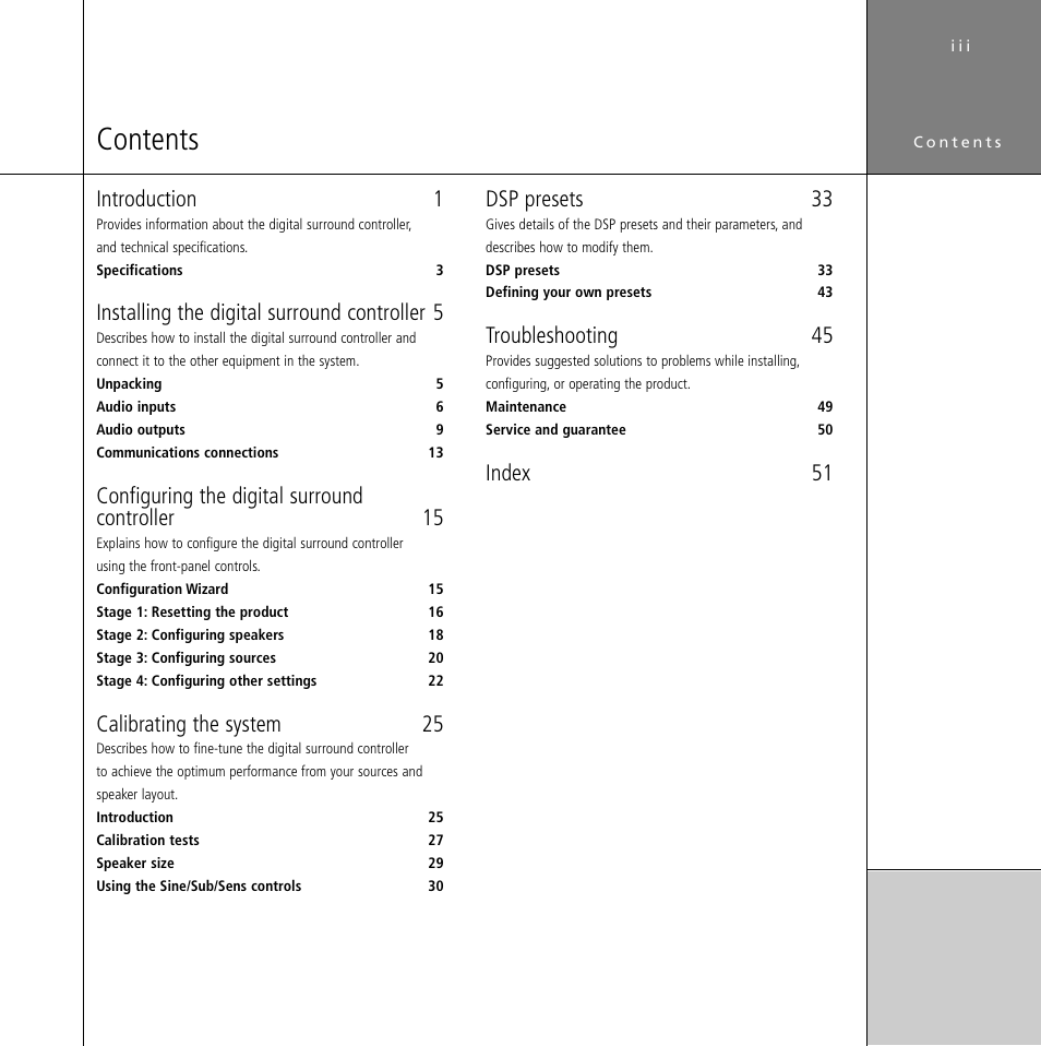 Meridian Audio Digital Surround Controller G61 User Manual | Page 4 / 59