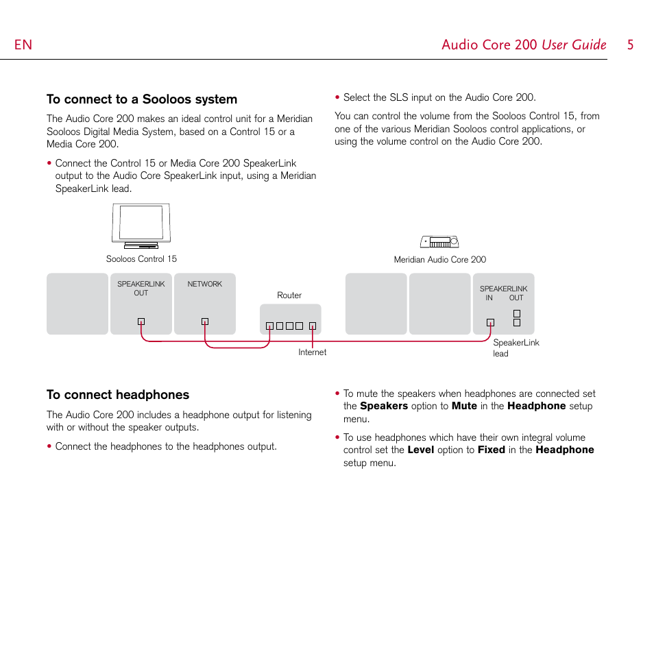 En audio core 200 user guide  en | Meridian Audio AUDI CORE 200 User Manual | Page 5 / 6