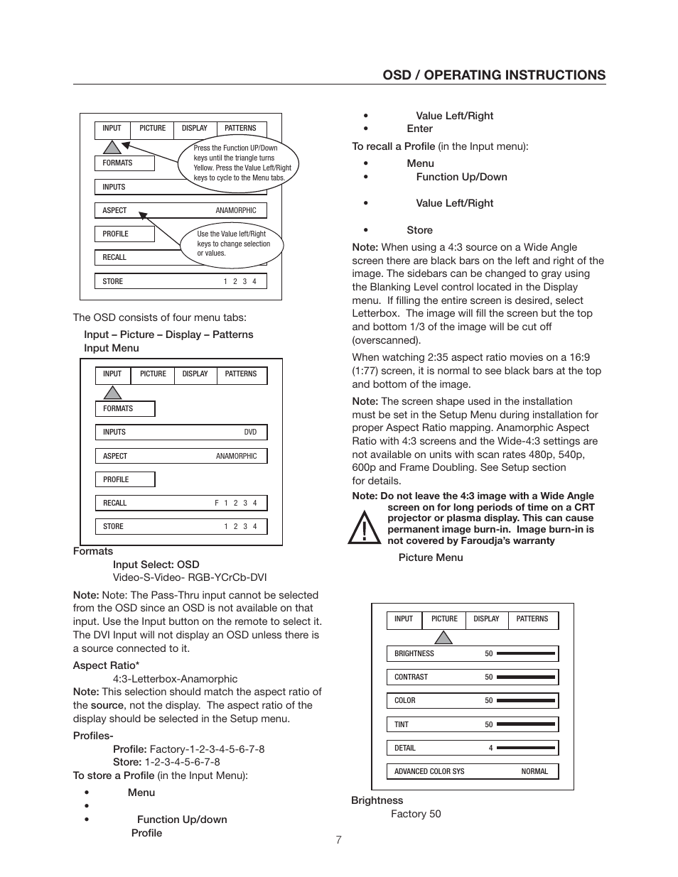 Osd / operating instructions | Meridian Audio DVP1500 User Manual | Page 11 / 52