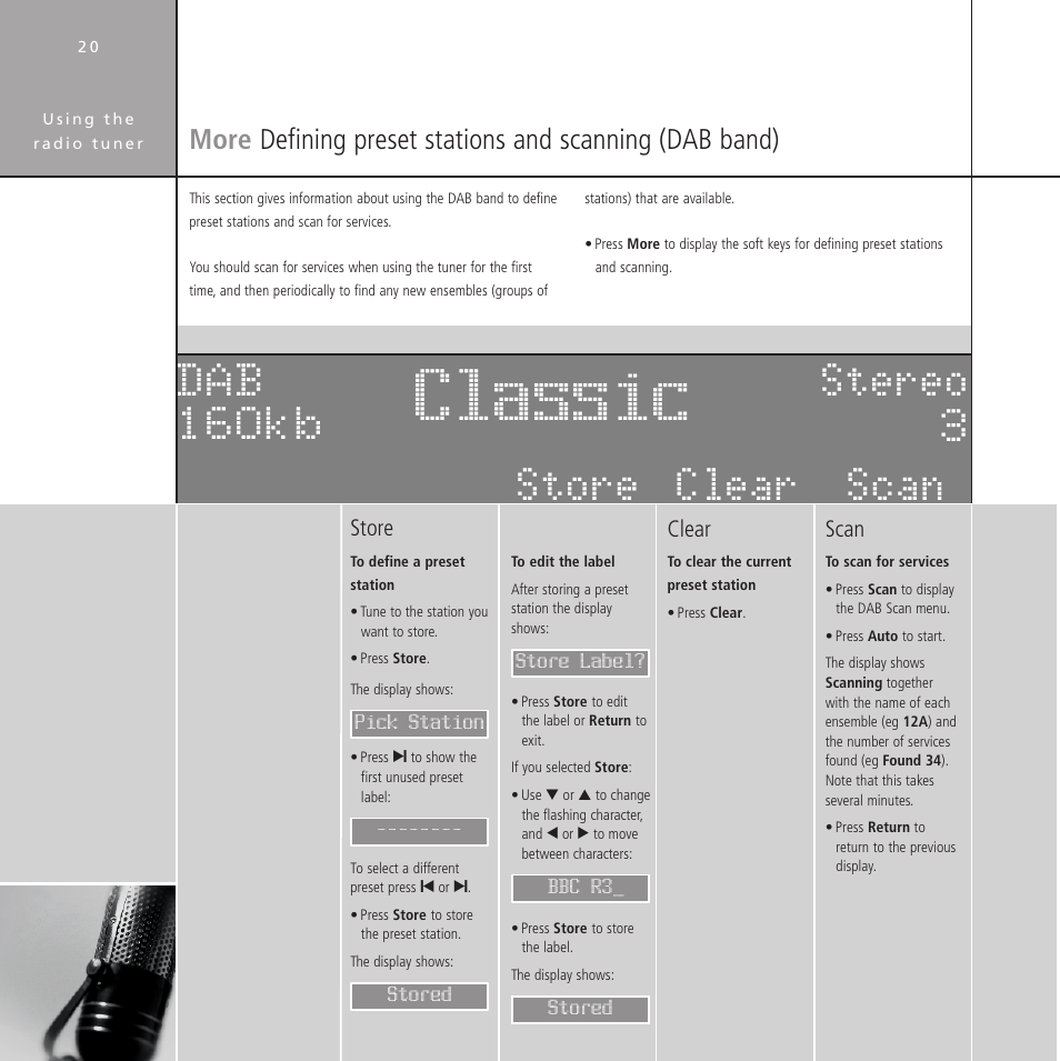 Dab tuner, More, Tuning manually and defining preset stations | Meridian Audio Stereo System User Manual | Page 25 / 50