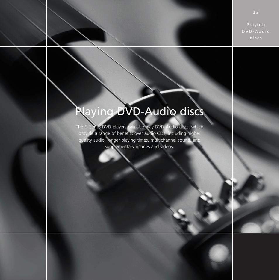 Playing dvd-audio discs, Dvd-audio, Dvd player | Meridian Audio Stereo System User Manual | Page 38 / 50
