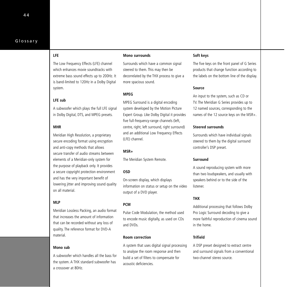 Meridian Audio Stereo System User Manual | Page 49 / 50