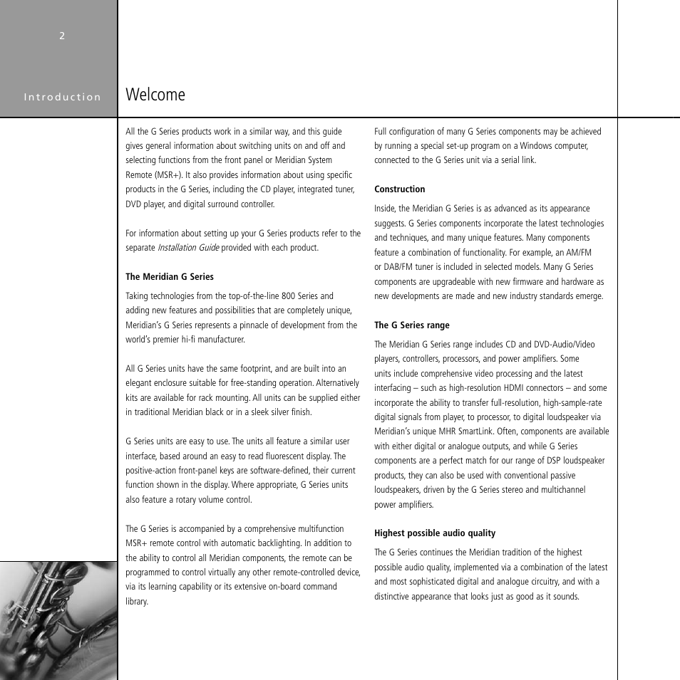 Welcome | Meridian Audio Stereo System User Manual | Page 7 / 50