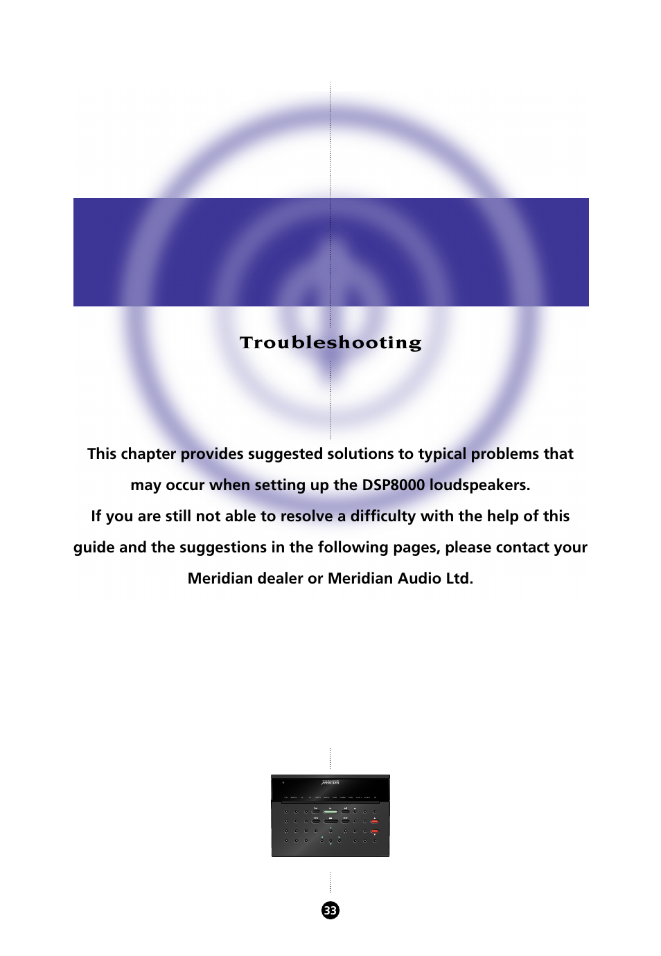 Troubleshooting | Meridian Audio 8000 User Manual | Page 38 / 45