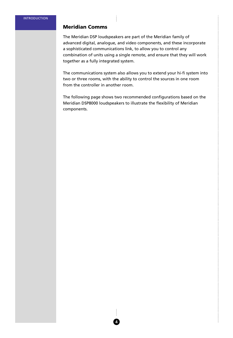 Meridian comms | Meridian Audio 8000 User Manual | Page 9 / 45