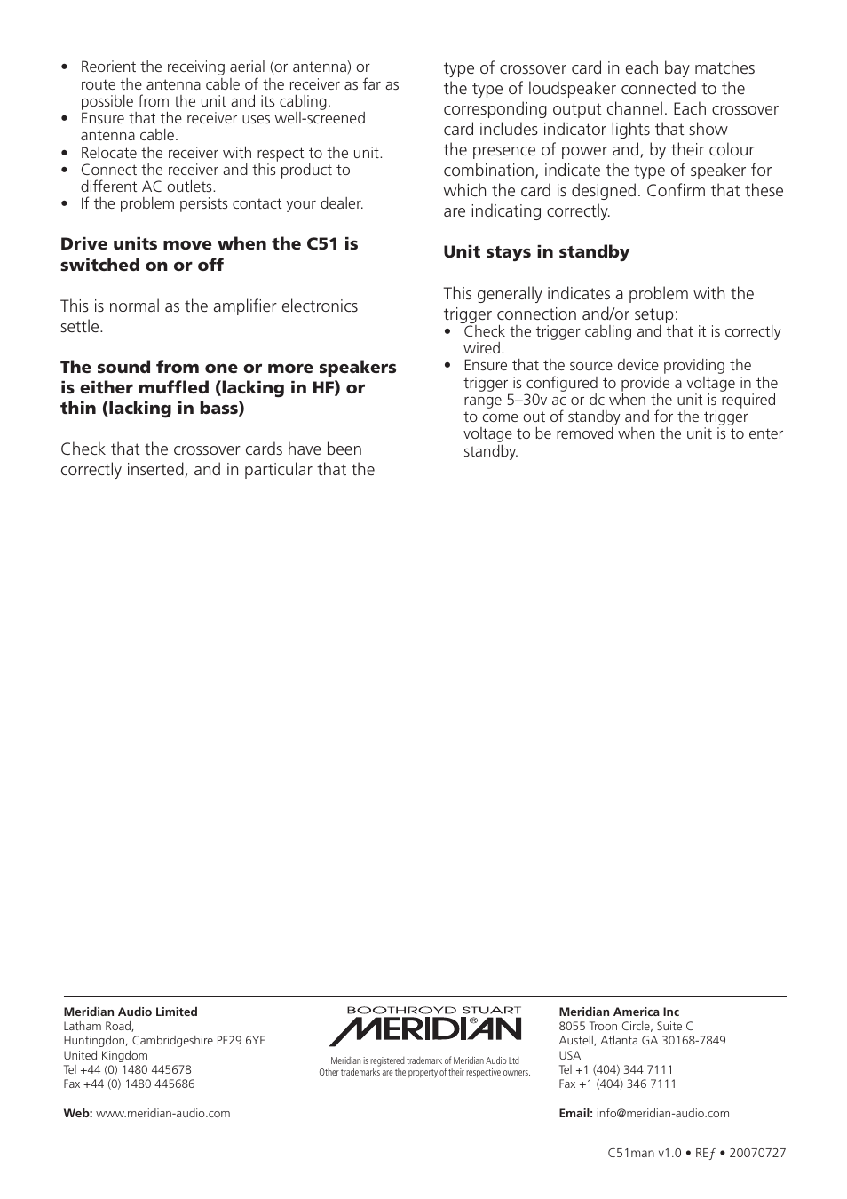 Meridian Audio C51 User Manual | Page 10 / 10