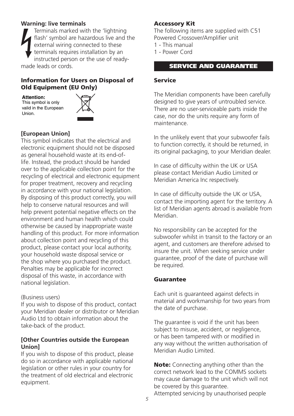 Meridian Audio C51 User Manual | Page 5 / 10