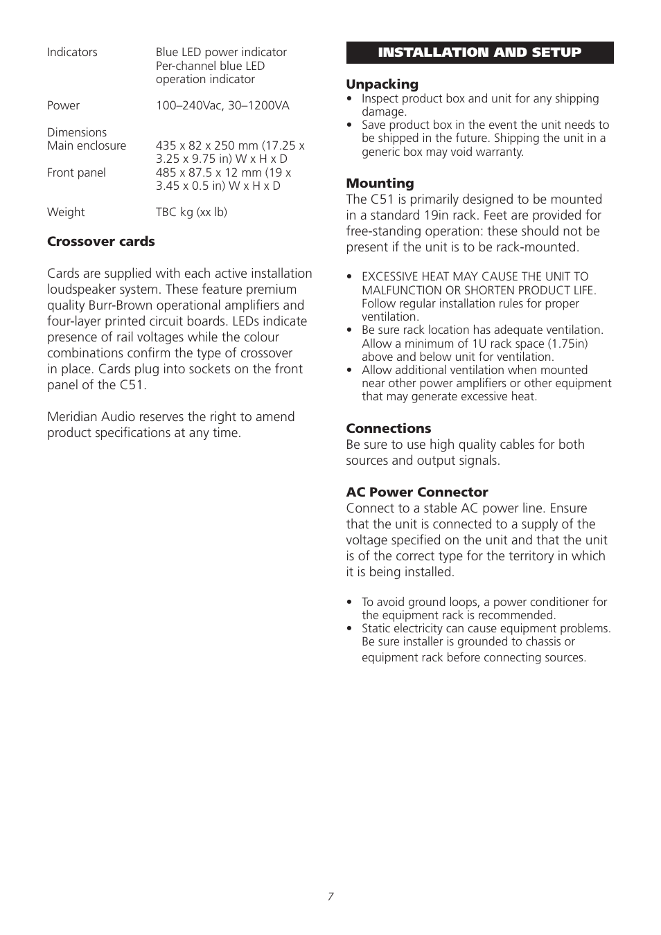 Meridian Audio C51 User Manual | Page 7 / 10