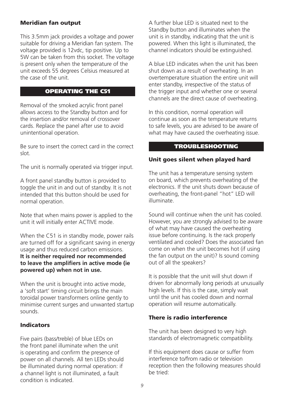 Meridian Audio C51 User Manual | Page 9 / 10