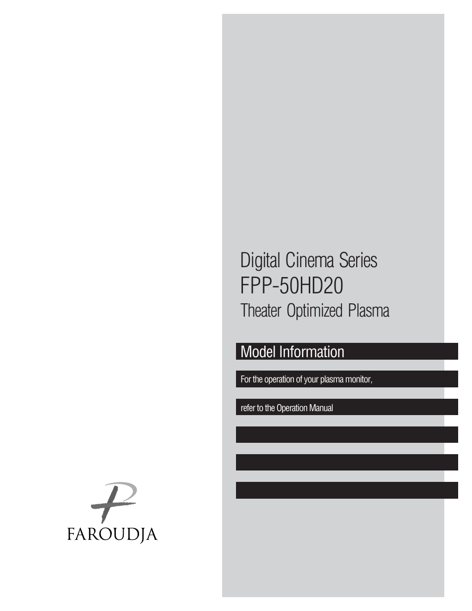Meridian Audio FPP-50HD20 User Manual | 8 pages