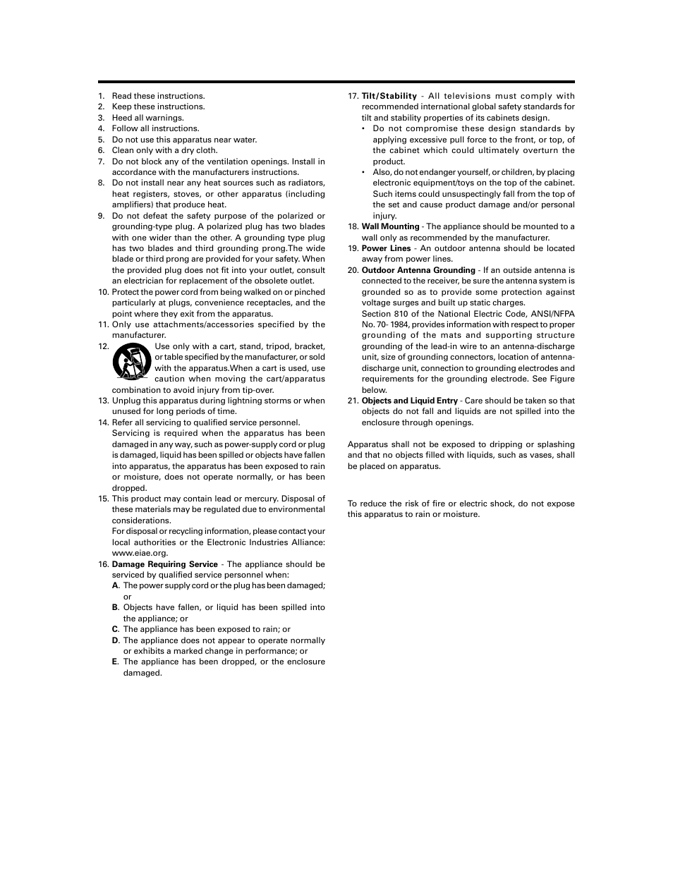 Warning | Meridian Audio FPP-50HD20 User Manual | Page 2 / 8
