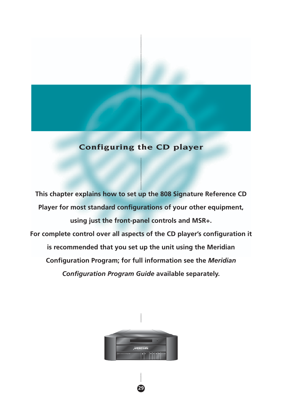 Configuring the cd player, Configuring | Meridian Audio 808 User Manual | Page 34 / 43