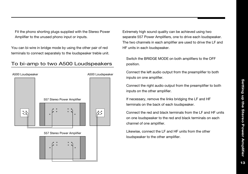Bi-amp connection | Meridian Audio 557 User Manual | Page 17 / 22