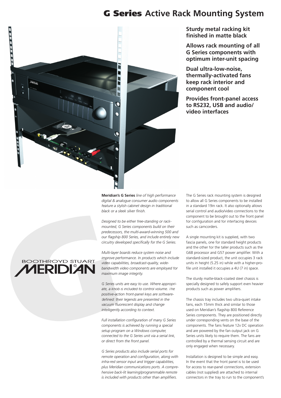 Meridian Audio G Series User Manual | 2 pages