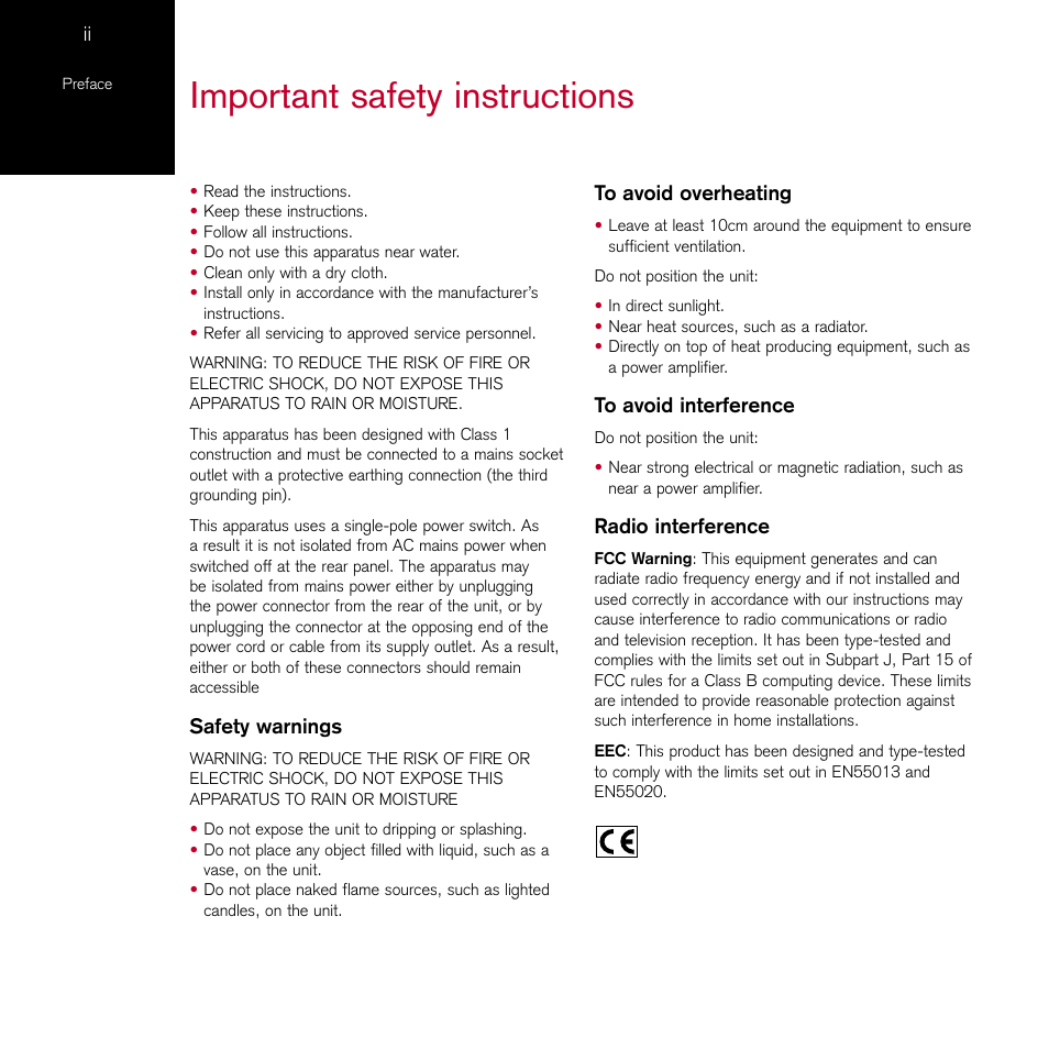 Important safety instructions | Meridian Audio 808.2 User Manual | Page 2 / 38