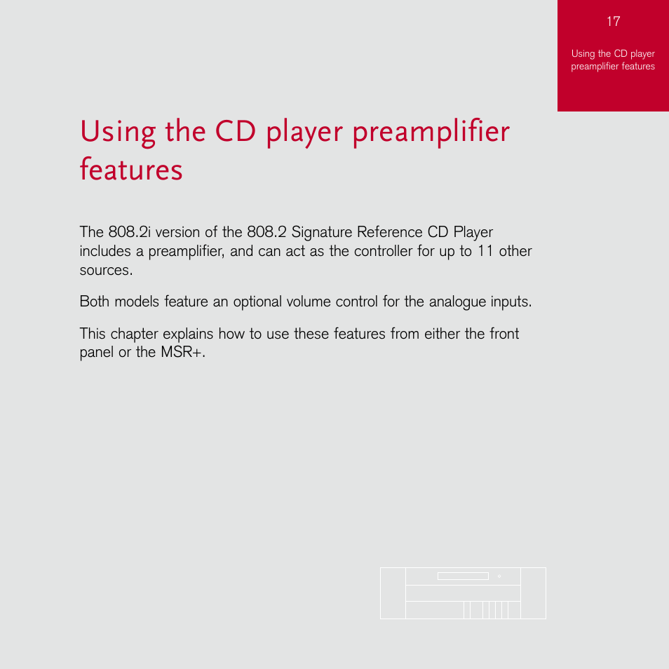 Using the cd player preamplifier features, Using the cd player preamplifier features 17 | Meridian Audio 808.2 User Manual | Page 21 / 38