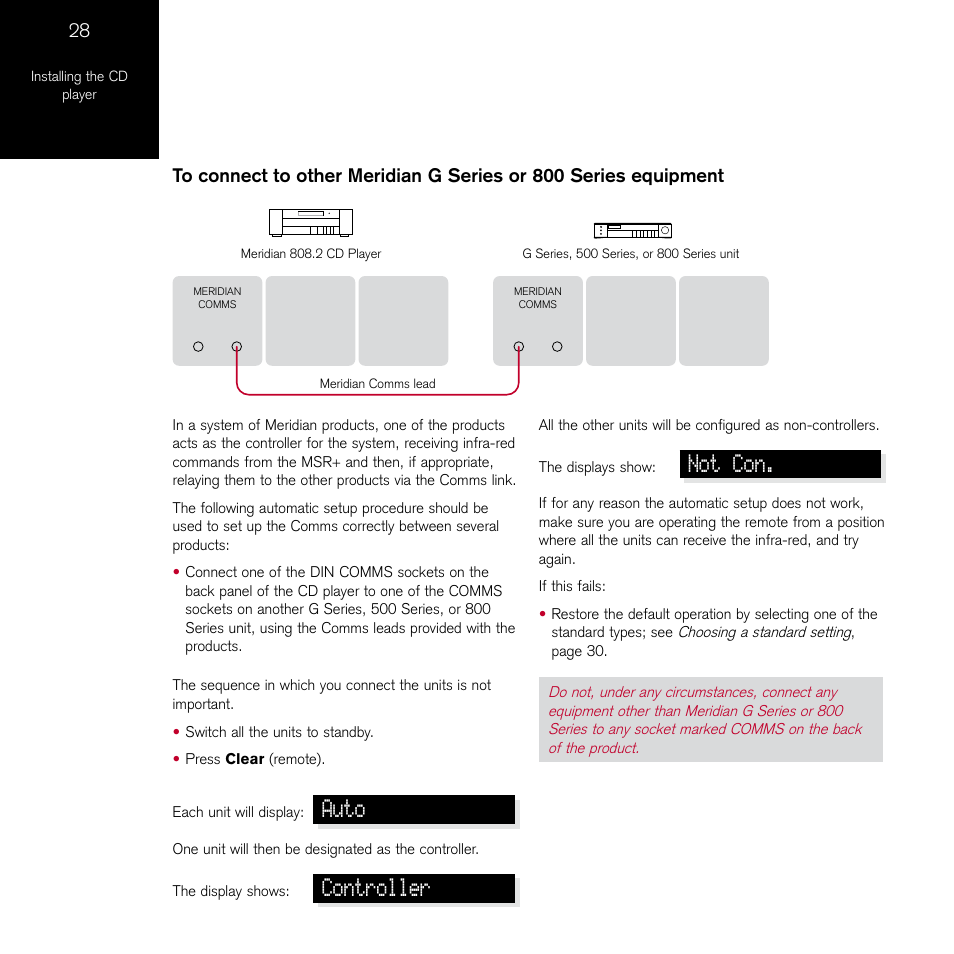 Auto, Controller, Not con | Meridian Audio 808.2 User Manual | Page 32 / 38