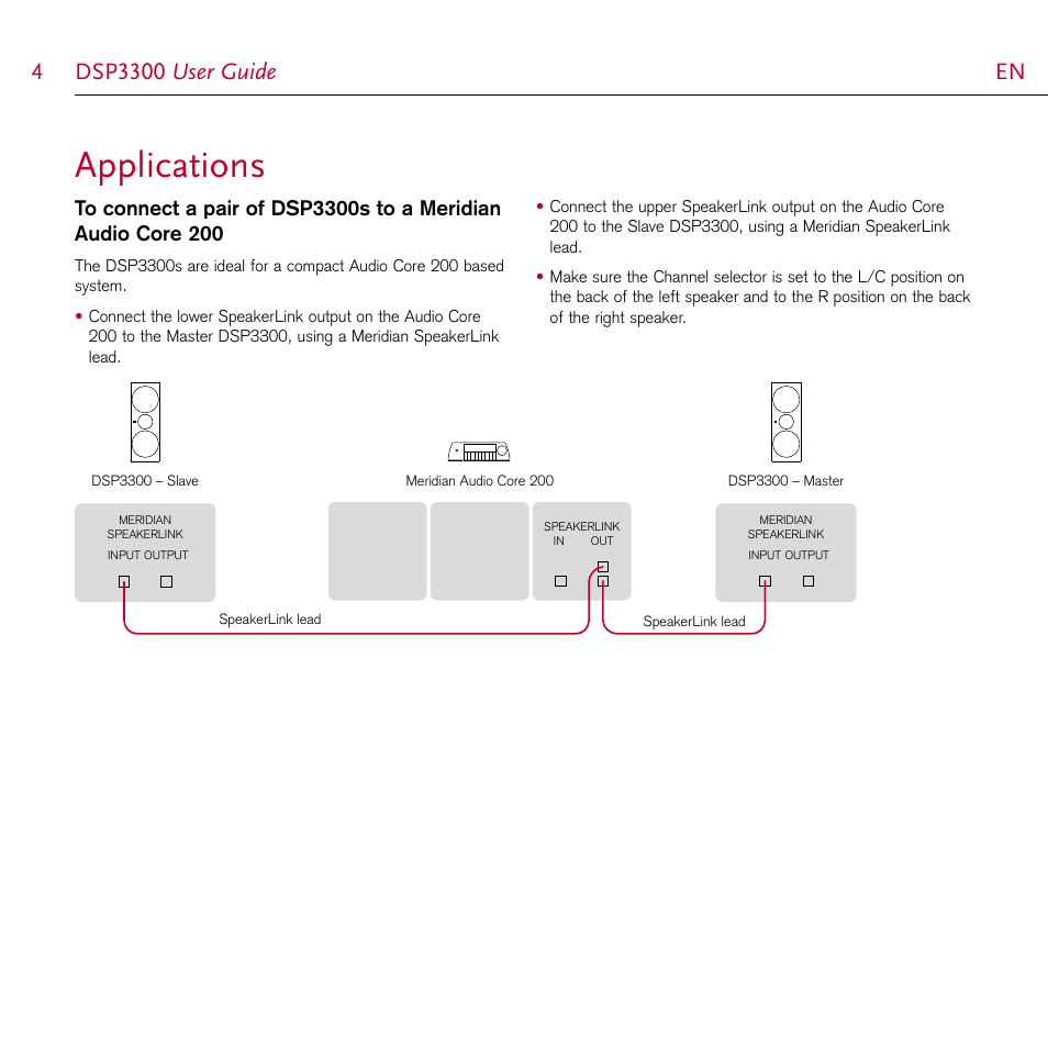 Applications, Dsp3300 user guide  en en | Meridian Audio DSP3300 User Manual | Page 4 / 8