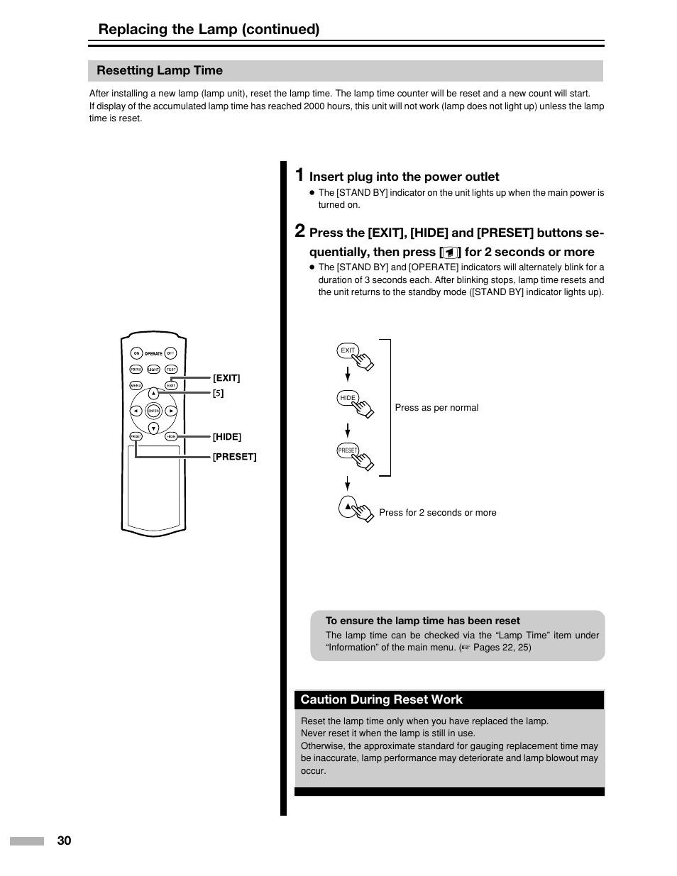 Replacing the lamp (continued) | Meridian Audio DILA1080pHD User Manual | Page 30 / 40