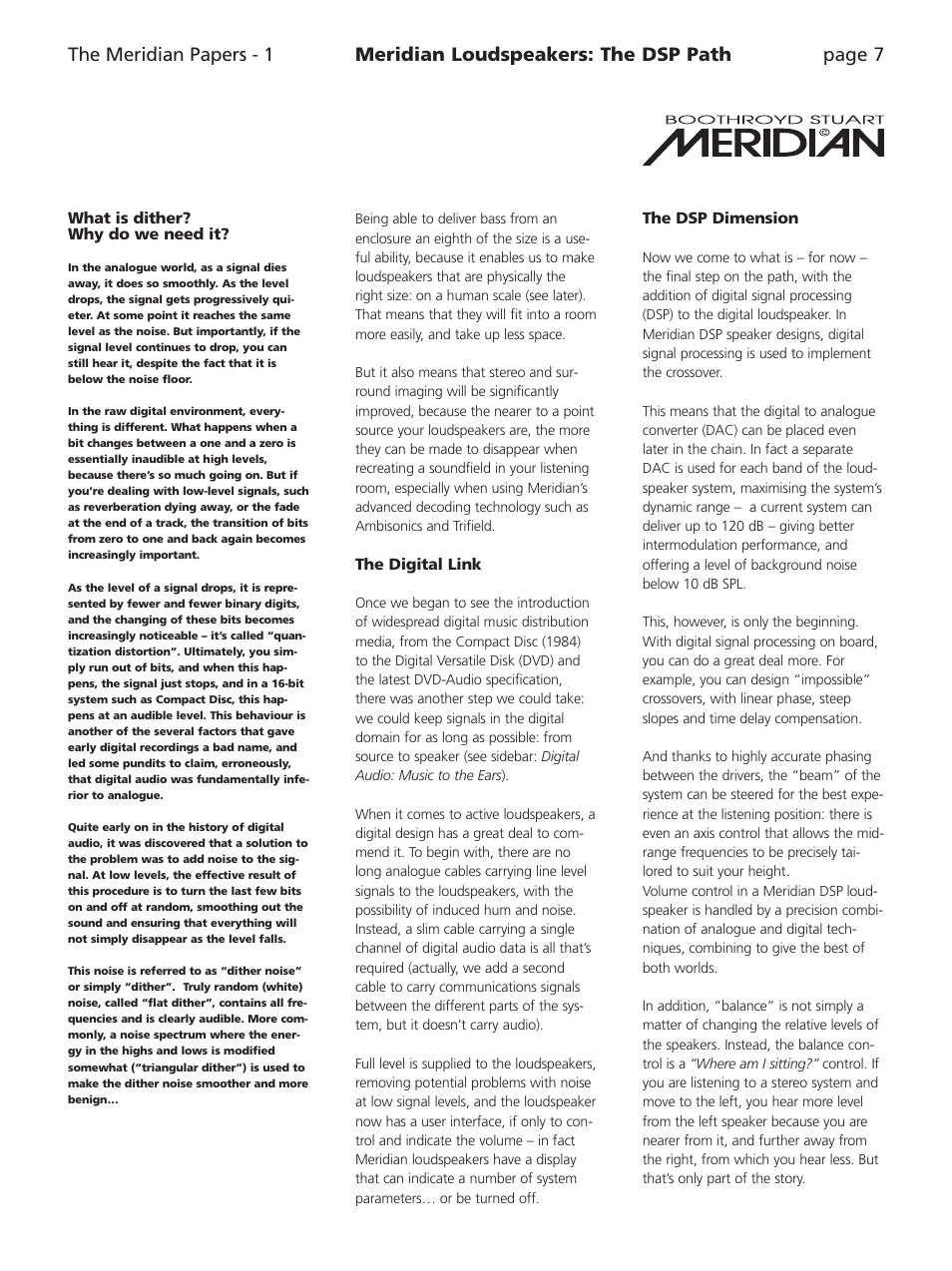 Meridian Audio Speaker User Manual | Page 7 / 10