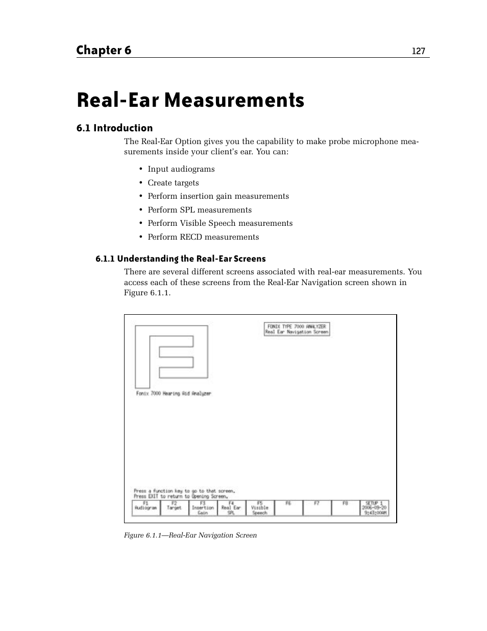 Real-ear measurements, Chapter 6 | Frye FONIX 7000 User Manual | Page 135 / 216