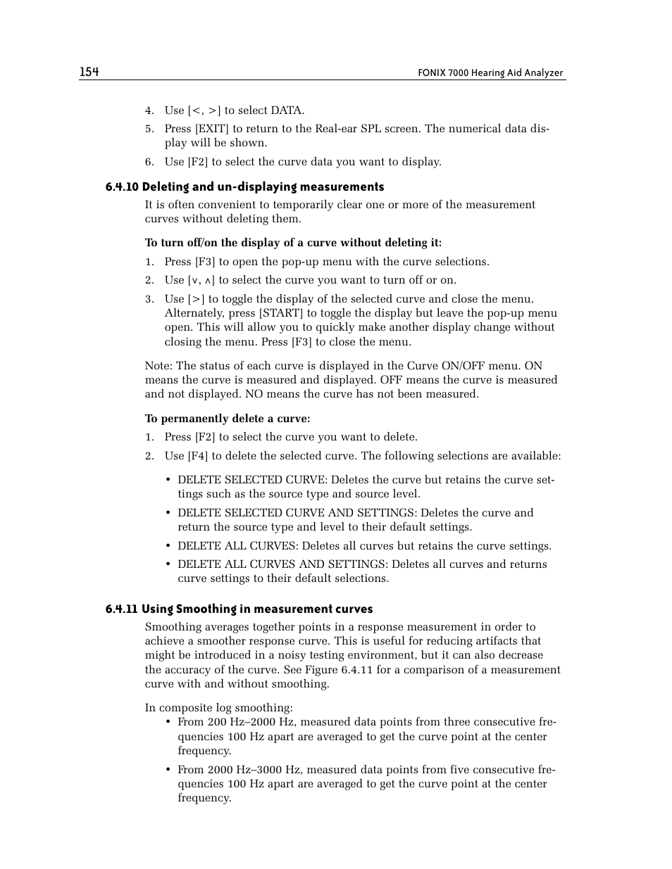10 deleting and un-displaying measurements, 11 using smoothing in measurement curves | Frye FONIX 7000 User Manual | Page 162 / 216