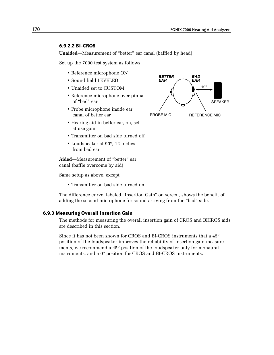 2 bi-cros, 3 measuring overall insertion gain | Frye FONIX 7000 User Manual | Page 178 / 216