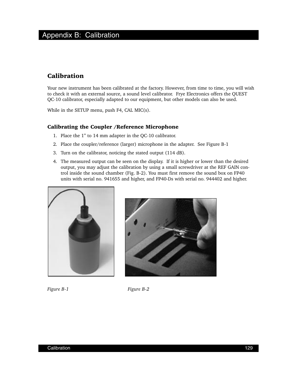 Appendix b: calibration, Calibration | Frye FONIX FP40D User Manual | Page 137 / 164