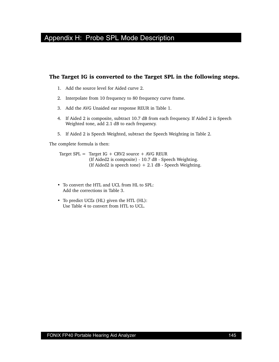 Appendix h: probe spl mode description | Frye FONIX FP40D User Manual | Page 153 / 164
