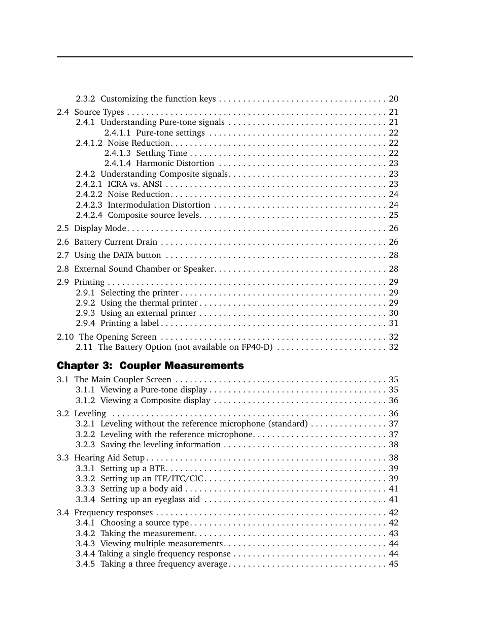 Chapter 3: coupler measurements | Frye FONIX FP40D User Manual | Page 4 / 164