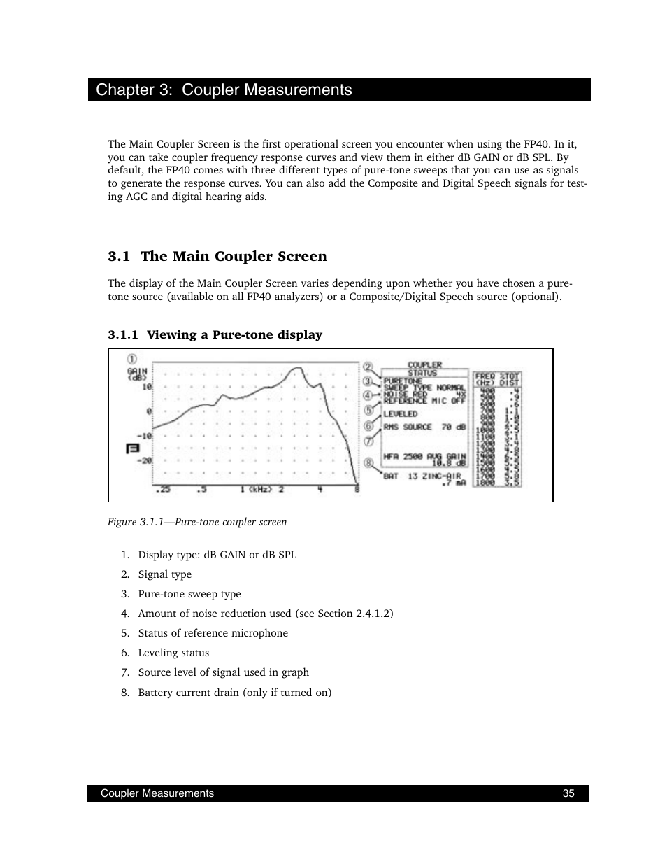 Chapter 3: coupler measurements, 1 the main coupler screen | Frye FONIX FP40D User Manual | Page 43 / 164