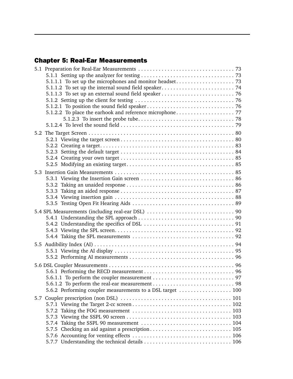 Chapter 5: real-ear measurements | Frye FONIX FP40D User Manual | Page 6 / 164