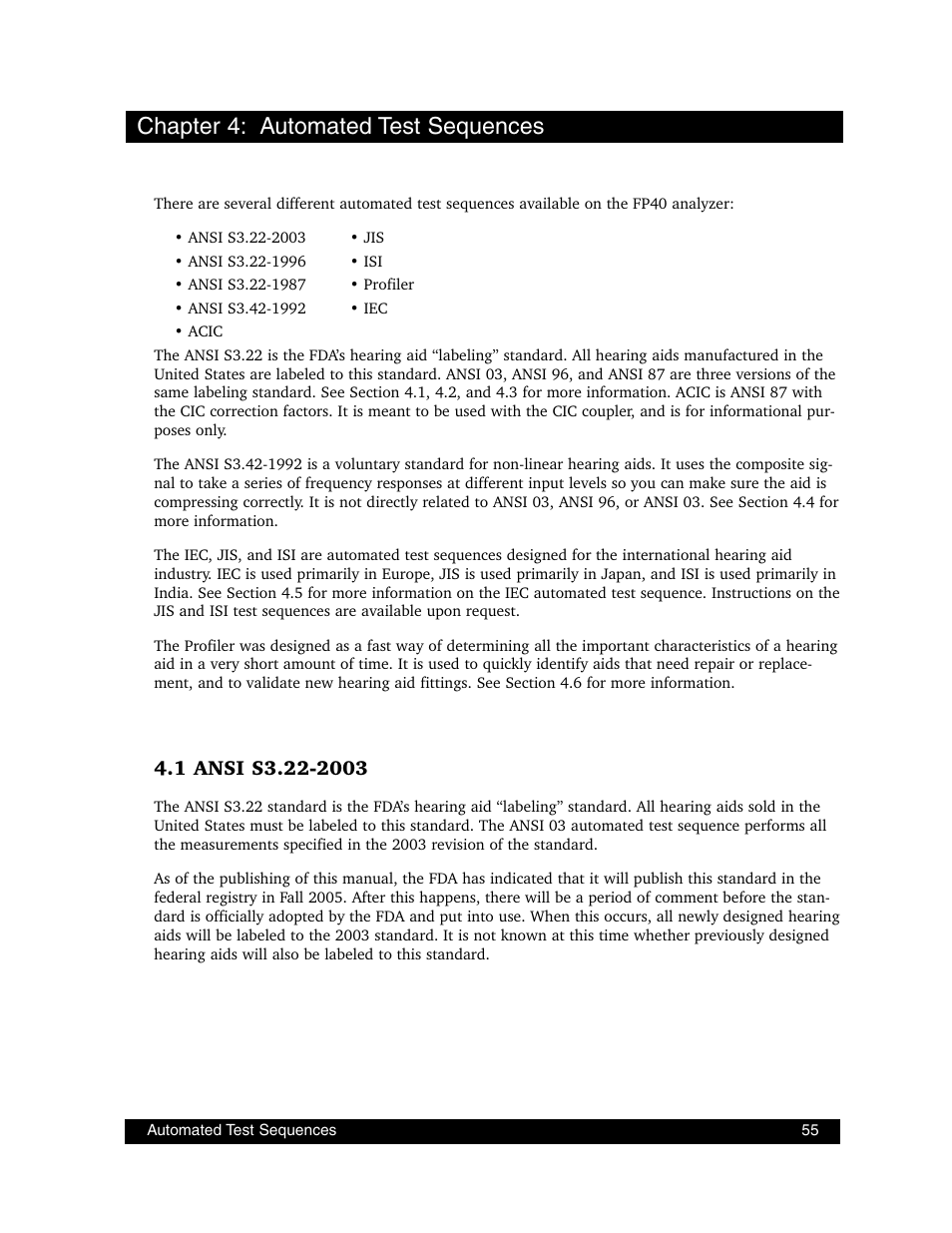 Chapter 4: automated test sequences | Frye FONIX FP40D User Manual | Page 63 / 164