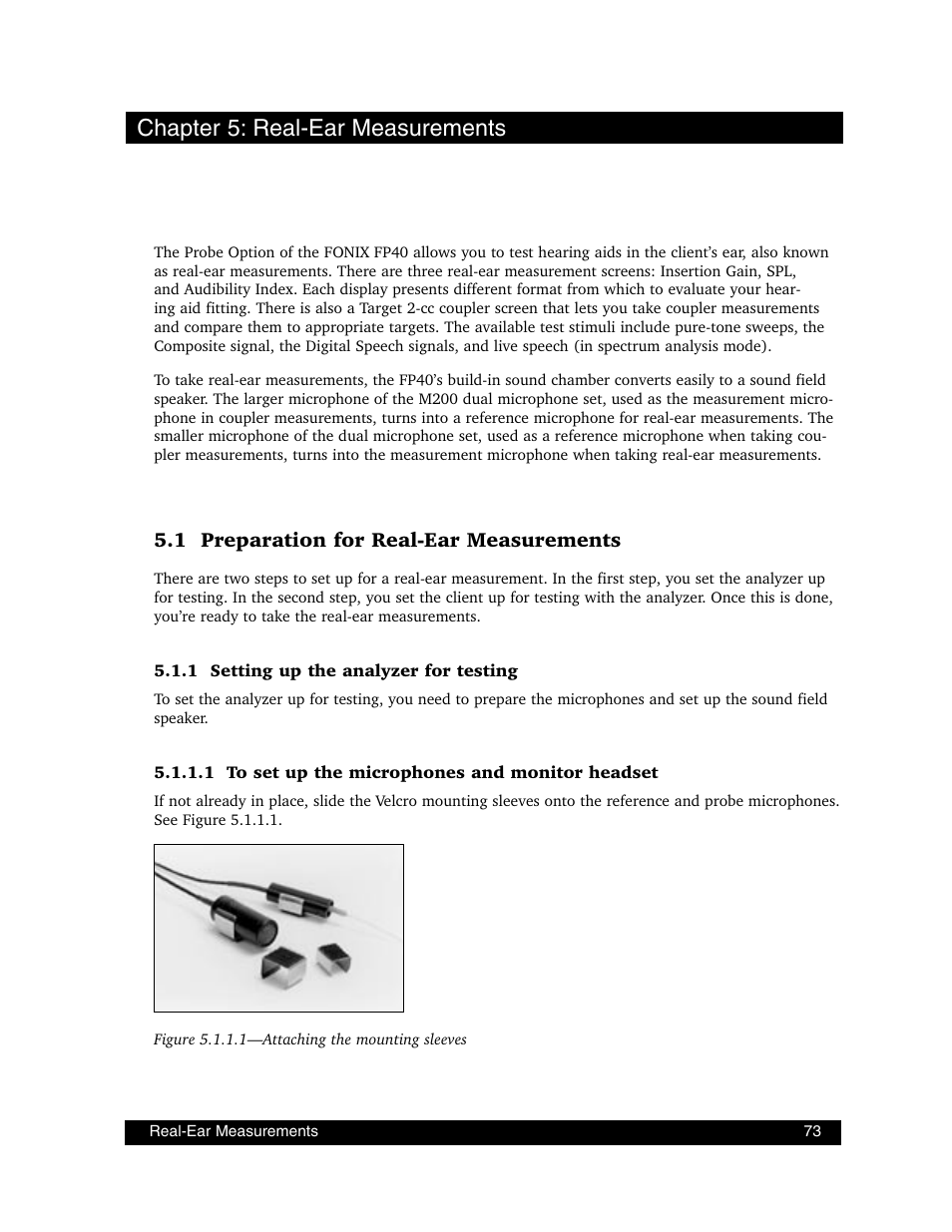 Chapter 5: real-ear measurements, 1 preparation for real-ear measurements | Frye FONIX FP40D User Manual | Page 81 / 164