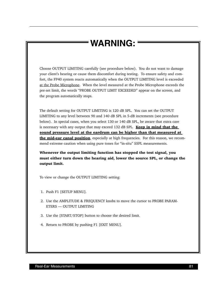 Warning | Frye FONIX FP40D User Manual | Page 89 / 164