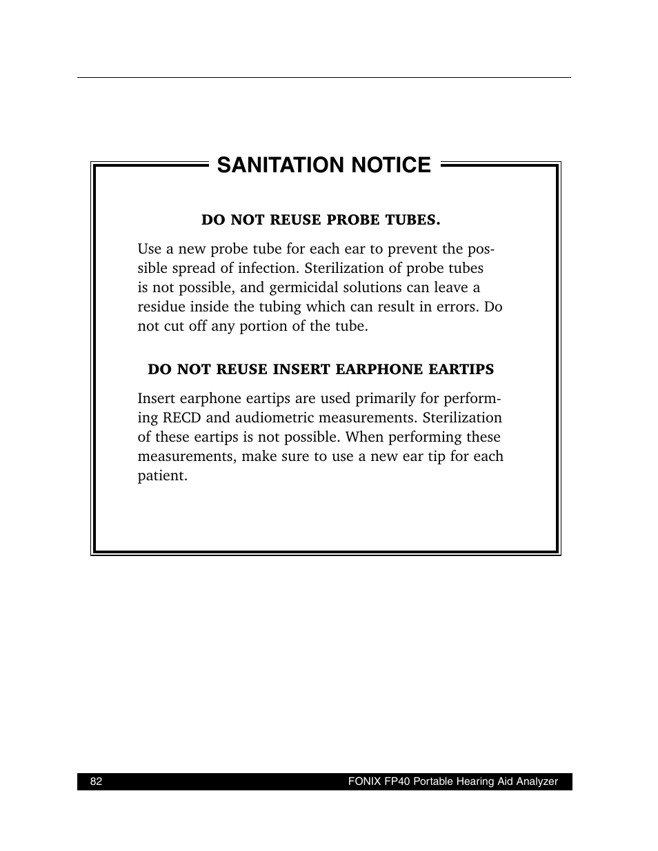 Sanitation notice | Frye FONIX FP40D User Manual | Page 90 / 164