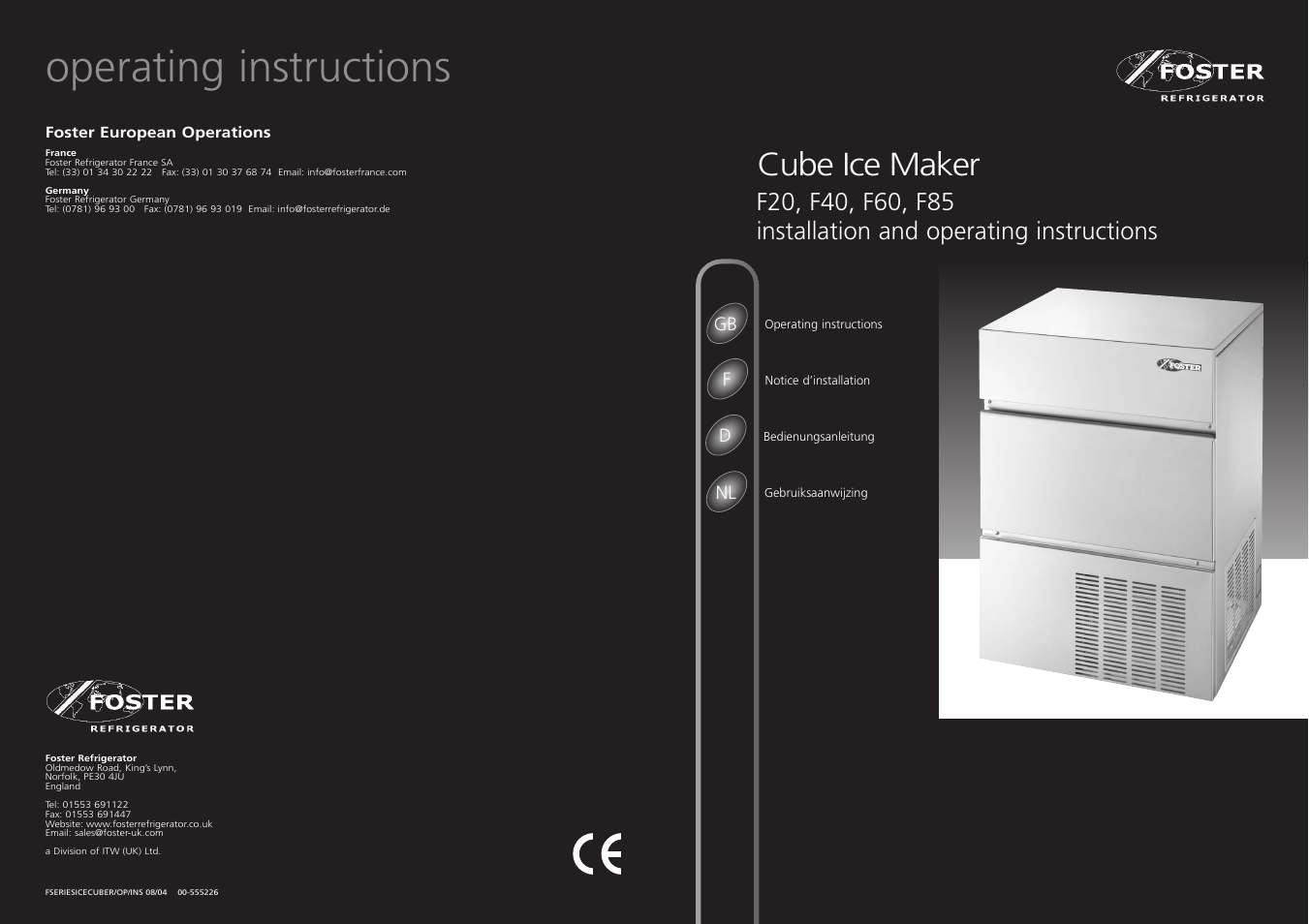 Foster CUBE ICE MAKER F60 User Manual | 8 pages