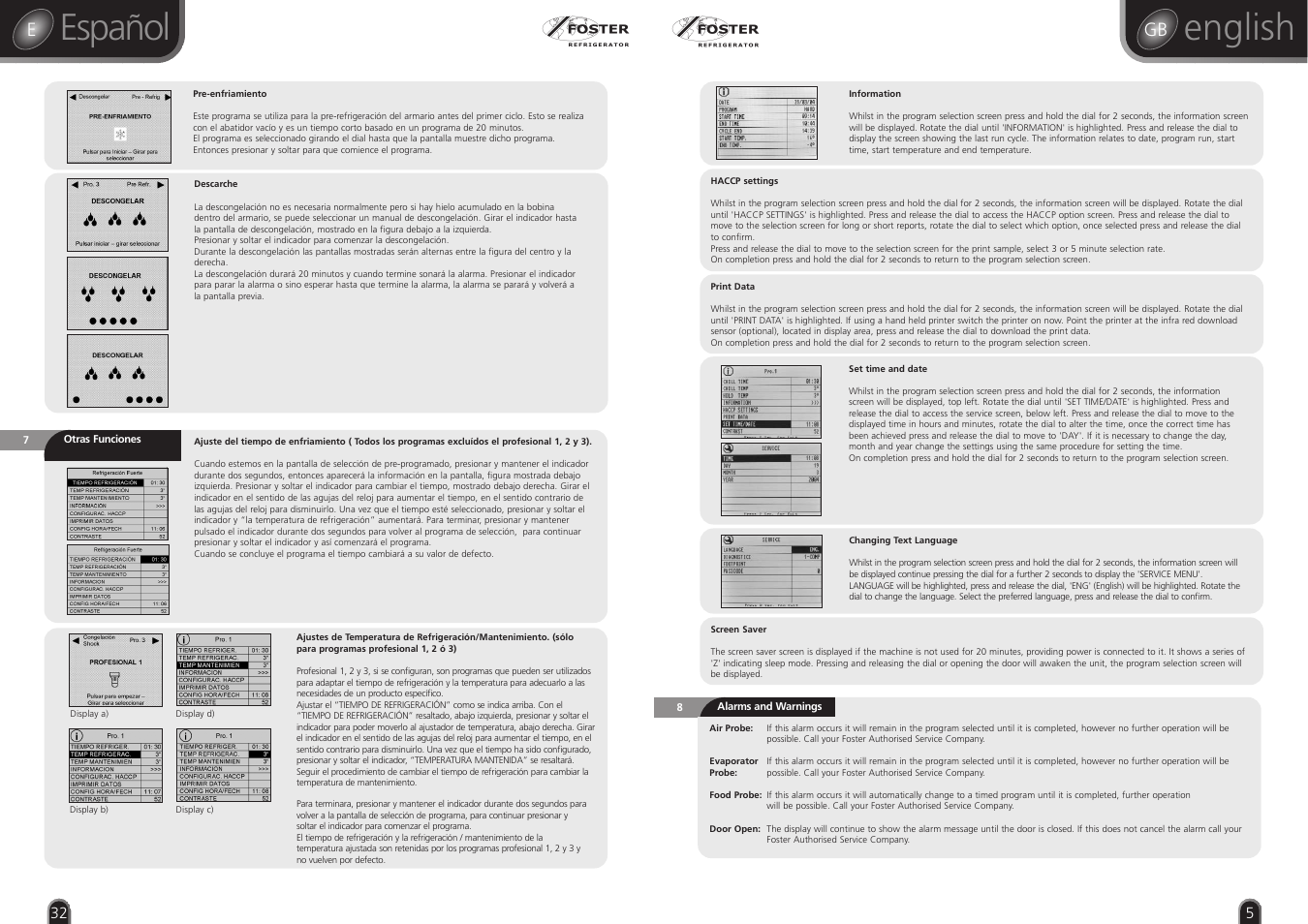 English, Español | Foster RBC20 User Manual | Page 5 / 18