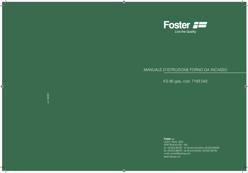 Foster Gas Oven KS 90 User Manual | 21 pages