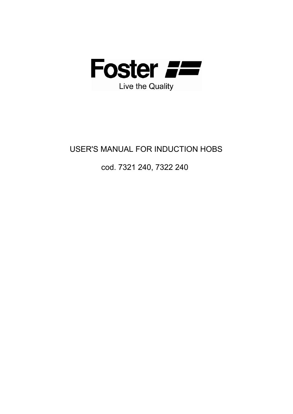 Foster Induction Hobs 7322 240 User Manual | 14 pages