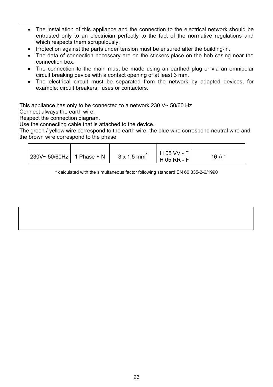 Electrical connection | Foster Induction Hobs 7322 240 User Manual | Page 13 / 14