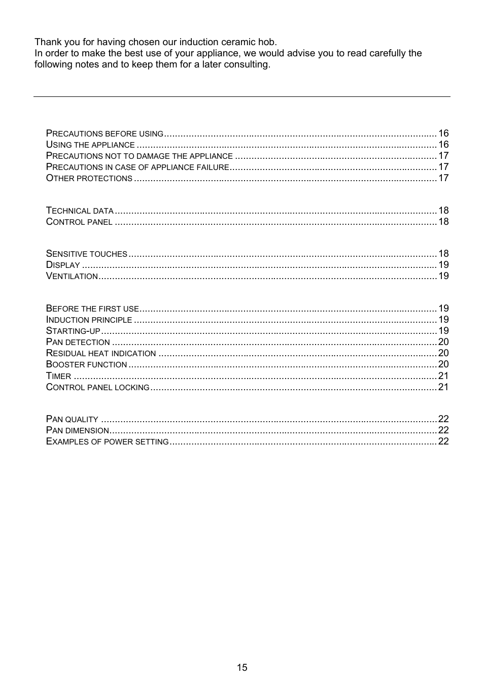 Summary, Dear client | Foster Induction Hobs 7322 240 User Manual | Page 2 / 14