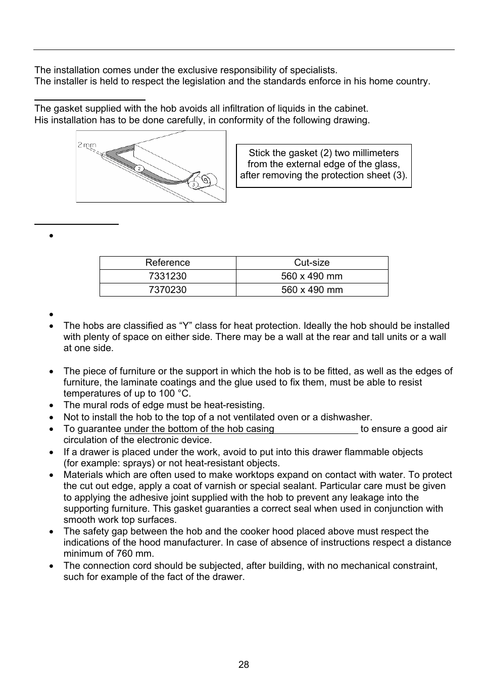 Installation instructions | Foster live quality 7331 230 User Manual | Page 14 / 16