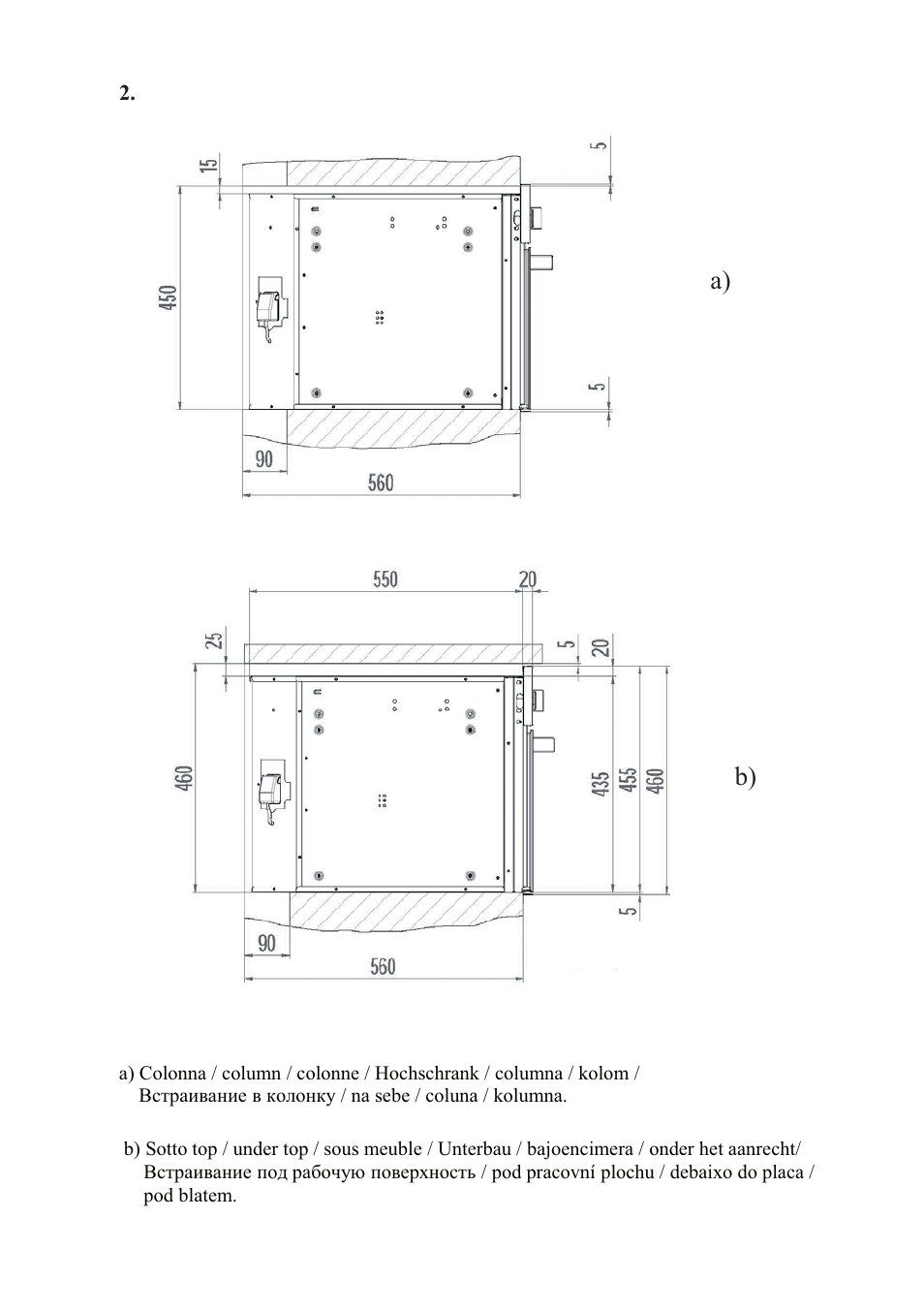 A) b) | Foster BUILT-IN OVEN S4000 User Manual | Page 4 / 22