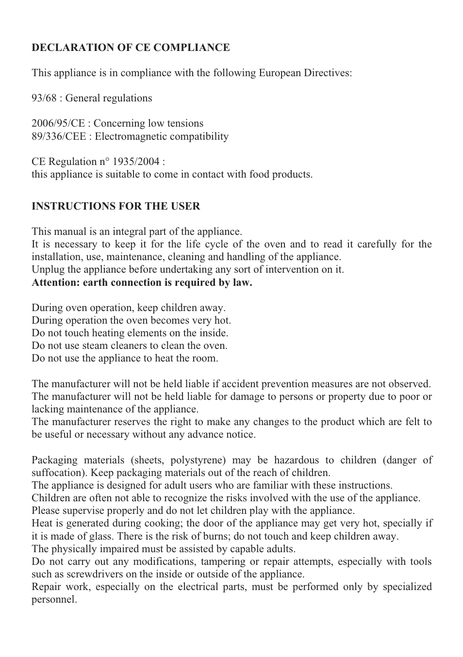 Foster BUILT-IN OVEN S4000 User Manual | Page 6 / 22