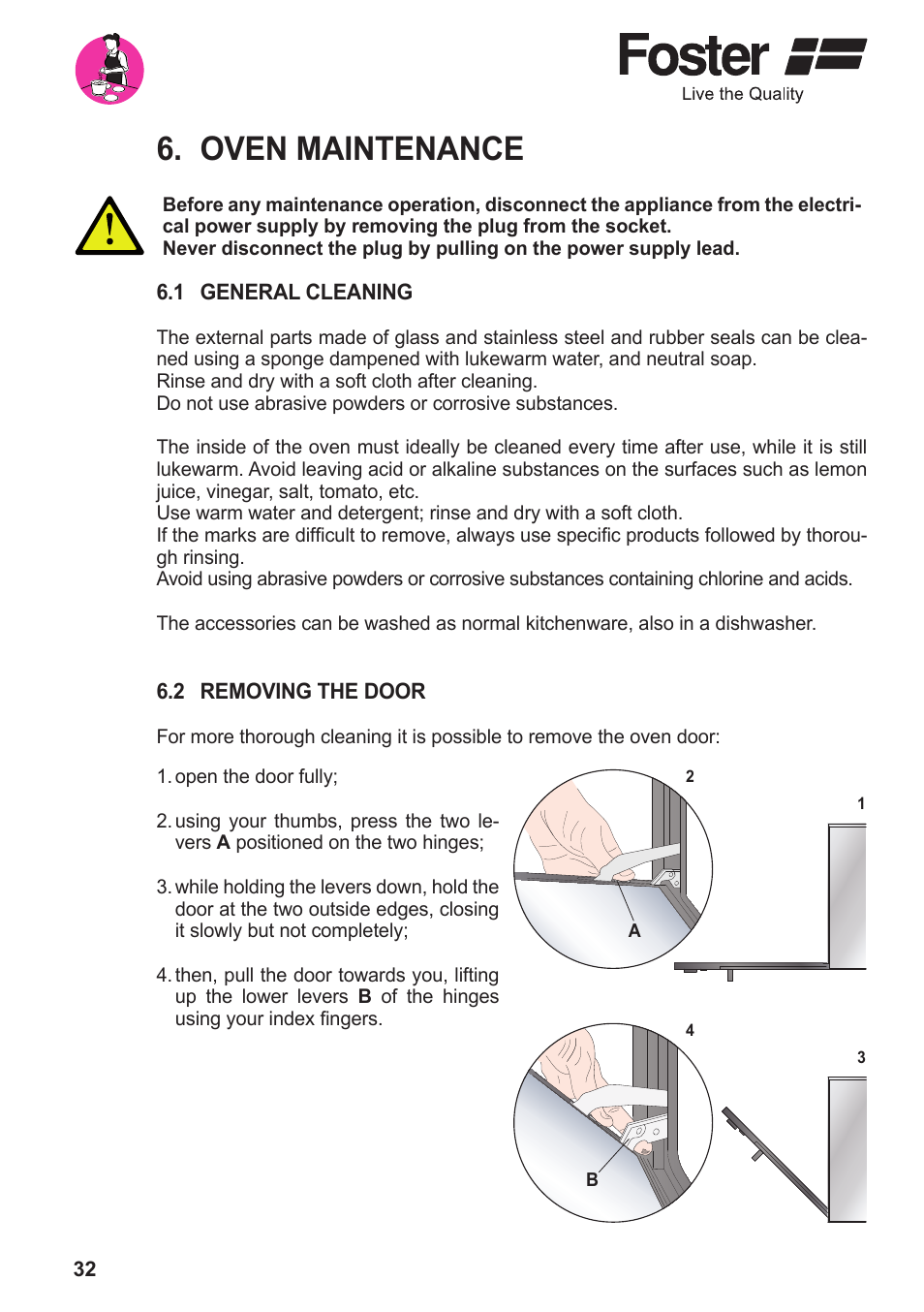 Oven maintenance | Foster BUILT-IN OVEN Compact 7170 052 User Manual | Page 14 / 18